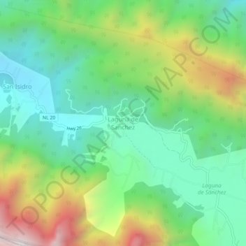 Mapa topográfico Laguna de Sanchez, altitud, relieve