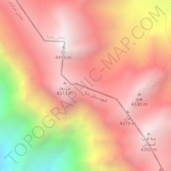 Mapa topográfico Zagros Mountains, altitud, relieve