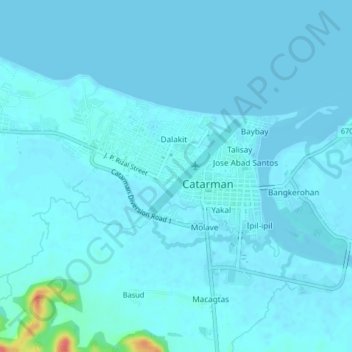 Mapa topográfico Kapipian, altitud, relieve