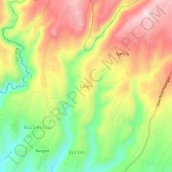 Mapa topográfico Saren, altitud, relieve