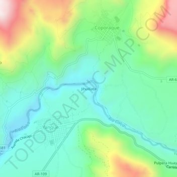 Mapa topográfico Jihuillata, altitud, relieve