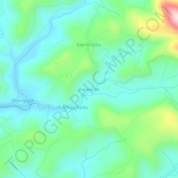Mapa topográfico Varakkad, altitud, relieve