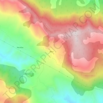 Mapa topográfico Merli, altitud, relieve