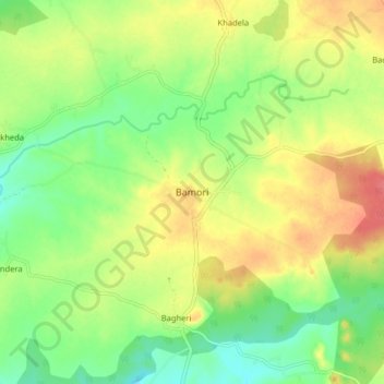 Mapa topográfico Bamori, altitud, relieve