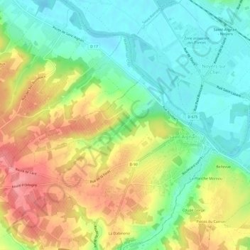 Mapa topográfico La Moricette, altitud, relieve