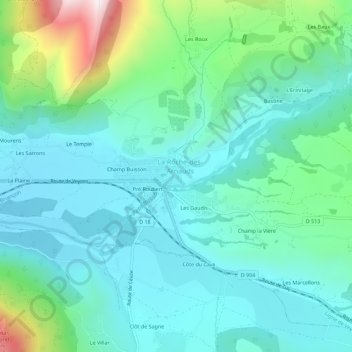 Mapa topográfico Le Village, altitud, relieve