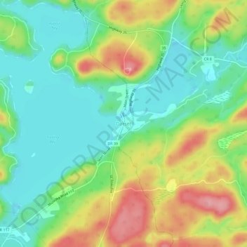 Mapa topográfico Dorset, altitud, relieve