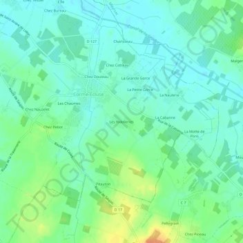 Mapa topográfico Les Ridelleries, altitud, relieve