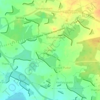Mapa topográfico Siravayal, altitud, relieve