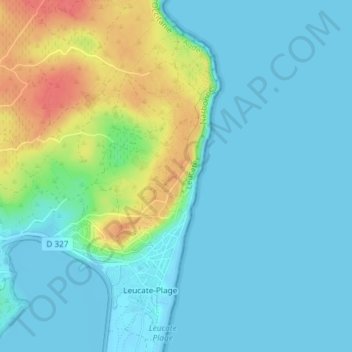 Mapa topográfico Phare de Leucate, altitud, relieve