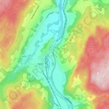 Mapa topográfico Fossgrenda, altitud, relieve