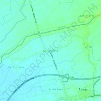 Mapa topográfico La Purisima, altitud, relieve