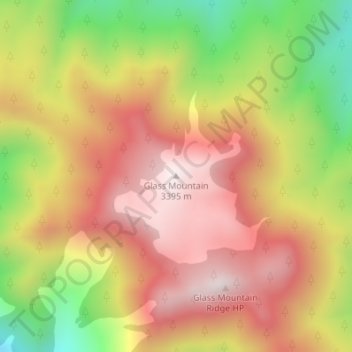Mapa topográfico Glass Mountain, altitud, relieve