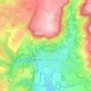 Mapa topográfico Le Petit Cirey, altitud, relieve
