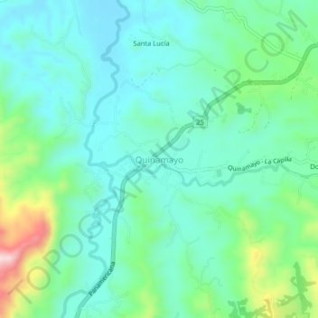 Mapa topográfico Quinamayo, altitud, relieve