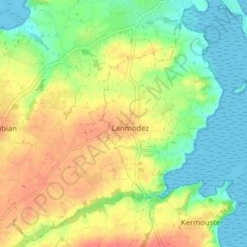Mapa topográfico Le Cadiou, altitud, relieve