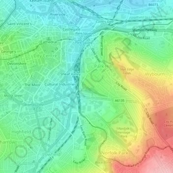 Mapa topográfico Cholera Monument, altitud, relieve