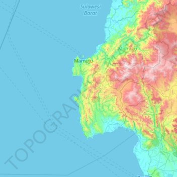 Mapa topográfico Kota Solok, altitud, relieve