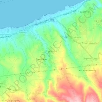 Mapa topográfico Chamalevri, altitud, relieve
