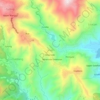 Mapa topográfico Ucab, altitud, relieve