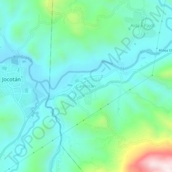 Mapa topográfico Camotán, altitud, relieve
