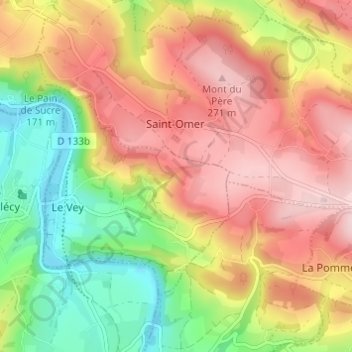 Mapa topográfico La Commune, altitud, relieve