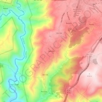 Mapa topográfico Sabroso, altitud, relieve
