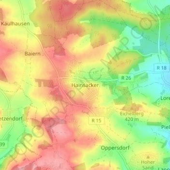 Mapa topográfico Hainsacker, altitud, relieve
