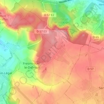 Mapa topográfico Verdrel, altitud, relieve