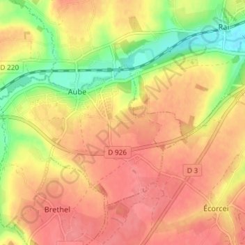 Mapa topográfico Les Nouettes, altitud, relieve