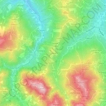 Mapa topográfico Francia, altitud, relieve