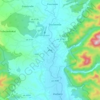 Mapa topográfico Pai, altitud, relieve