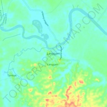 Mapa topográfico Langgam, altitud, relieve