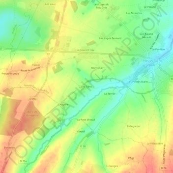 Mapa topográfico Les Tilets, altitud, relieve