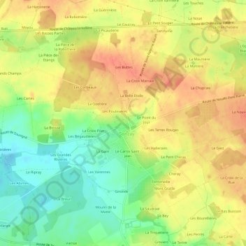 Mapa topográfico La Margaudrie, altitud, relieve