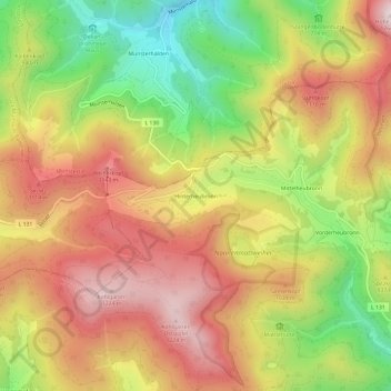 Mapa topográfico Hinterheubronn, altitud, relieve