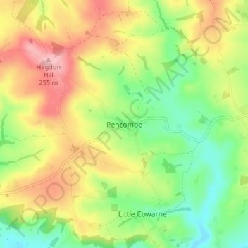 Mapa topográfico Pencombe, altitud, relieve