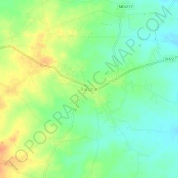 Mapa topográfico Barghat, altitud, relieve