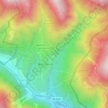 Mapa topográfico La Brasca, altitud, relieve