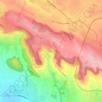 Mapa topográfico Les Figons, altitud, relieve
