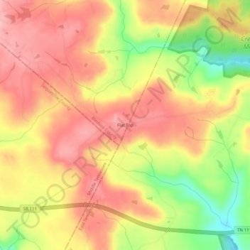 Mapa topográfico Flat Top, altitud, relieve