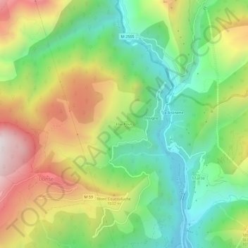 Mapa topográfico Le Pous, altitud, relieve
