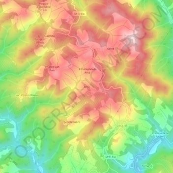 Mapa topográfico Ama, altitud, relieve