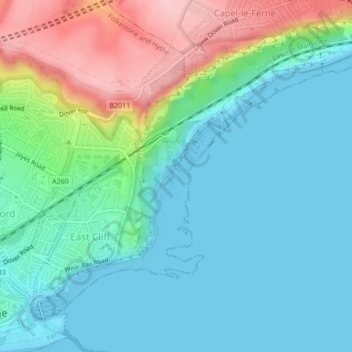 Mapa topográfico The Warren, altitud, relieve