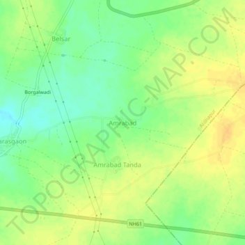 Mapa topográfico Amrabad, altitud, relieve