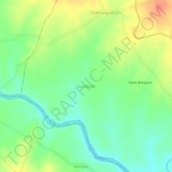 Mapa topográfico Nimblak, altitud, relieve
