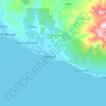 Mapa topográfico San Juan, altitud, relieve