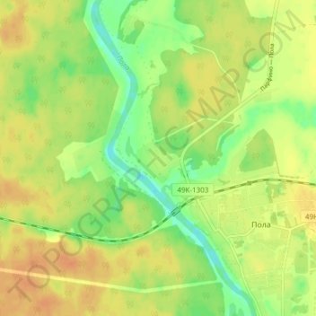 Mapa topográfico Турно, altitud, relieve