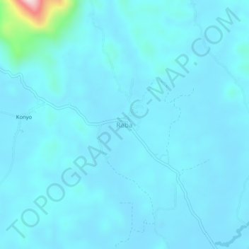 Mapa topográfico Raba, altitud, relieve
