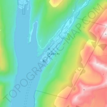 Mapa topográfico Skagway, altitud, relieve